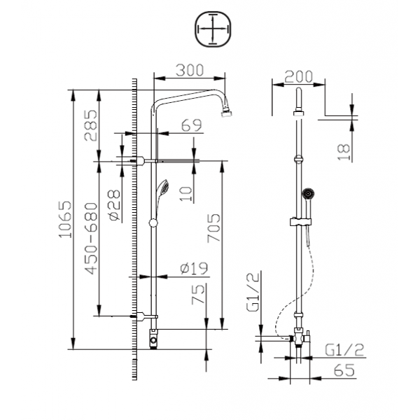 Душевая система Bravat Fit D283CP-2A