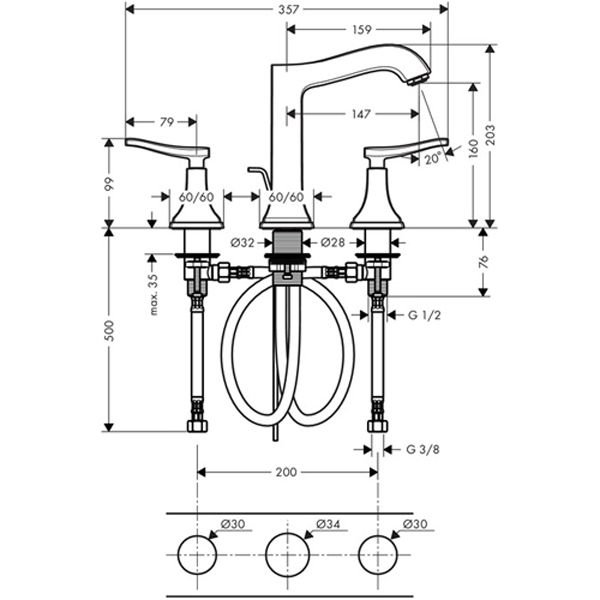 Смеситель для умывальника Hansgrohe Metropol Classic 31331000