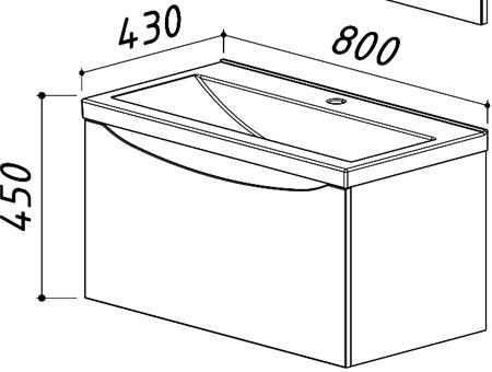 Тумба под умывальник Belux Берген НП 80-01 Белый глянцевый/Дуб сонома светлый