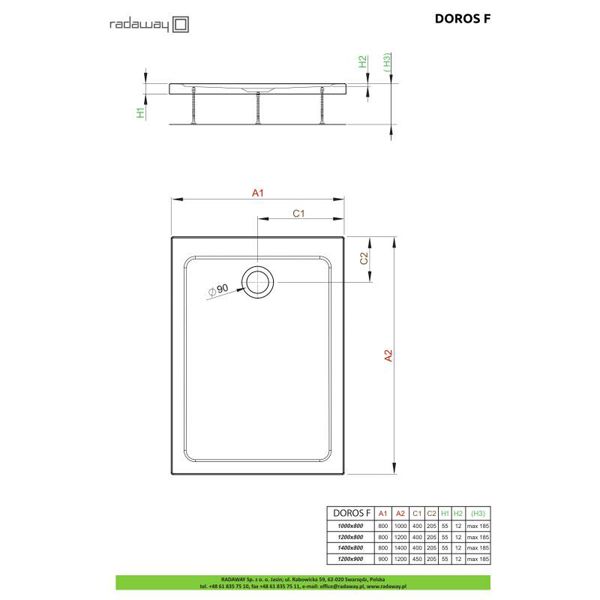 Душевой поддон Radaway Doros F 120x90 SDRF1290-01