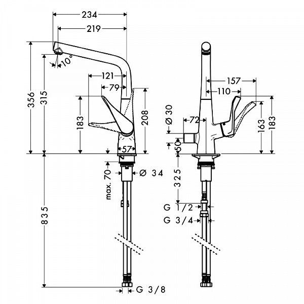 Смеситель для мойки Hansgrohe Metris 14888000