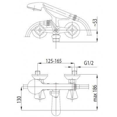 Смеситель для ванны Armatura Standard 304-120-00 с душем