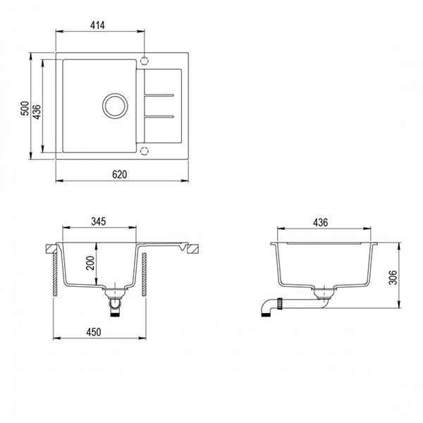 Кухонная мойка AquaSanita Tesa SQT 102 222 AW graphite