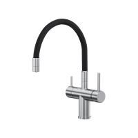 Смеситель Reflexion Lago RX9902SS для кухни с гибким изливом и подключением к фильтру, полированная сталь