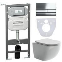 Сет 4 в 1: Инсталляция с кнопкой+унитаз+шумоизоляция Ceramicanova, CN3009_1002CH_1000