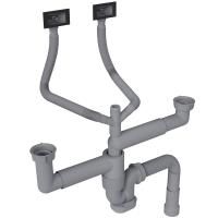 Сифон для двучашевой кухонной мойки БЕЗ ВЫПУСКА Reflexion Part RX9002PT