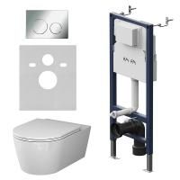 IS90151.8F1701 Инсталляция с клавишей PrimeFit L, хром глянц, с подвесным унитазом Func 54 FlashClean с сиденьем м/л