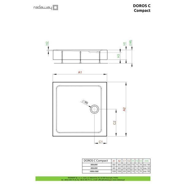 Душевой поддон Radaway Doros C Compact 100x100 SDRC1010-05