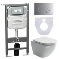 Сет 4 в 1: Инсталляция с кнопкой+унитаз+шумоизоляция Ceramicanova, CN4002_1001M_1000