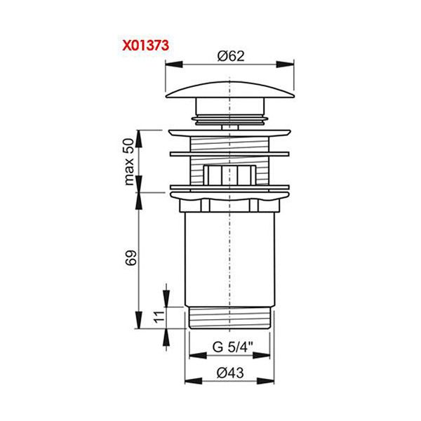 Донный клапан Ravak X01373 Click Clack латунь хром 5/4x43