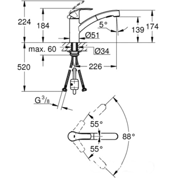 Смеситель для мойки Grohe Eurosmart 30305DC0