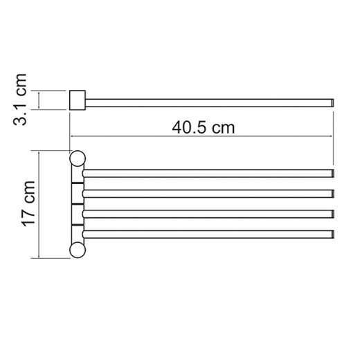 Держатель полотенец четверной Wasserkraft K-1034BLACK