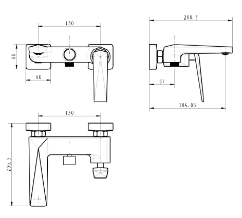 Смеситель для ванны с душем Boheme Venturo 373-SGM
