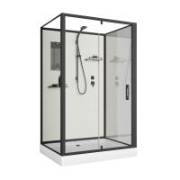 Душевая кабина Niagara Standart ST120/90/15Q/BL/BK (120х90х200) прямоугольник,поддон 15см,распашная,проф.черный,без крыши