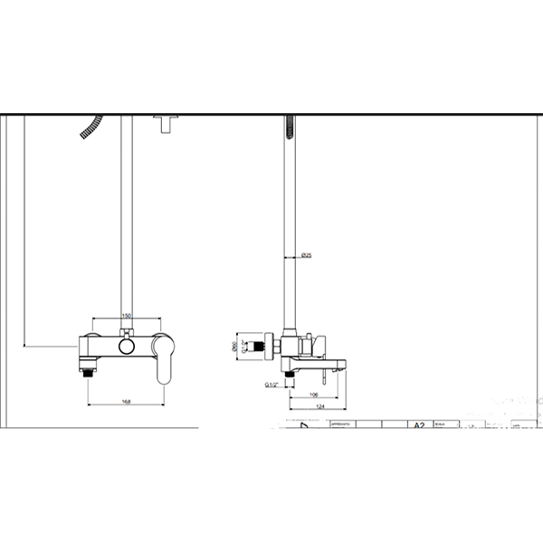 Душевая стойка с изливом Paffoni Light ZCOL632NO черная матовая