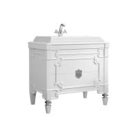 Тумба под умывальник Belux Кастилия Н 100-02, белый глянцевый поталь серебро