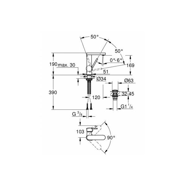 Смеситель для умывальника Grohe Plus 23872003