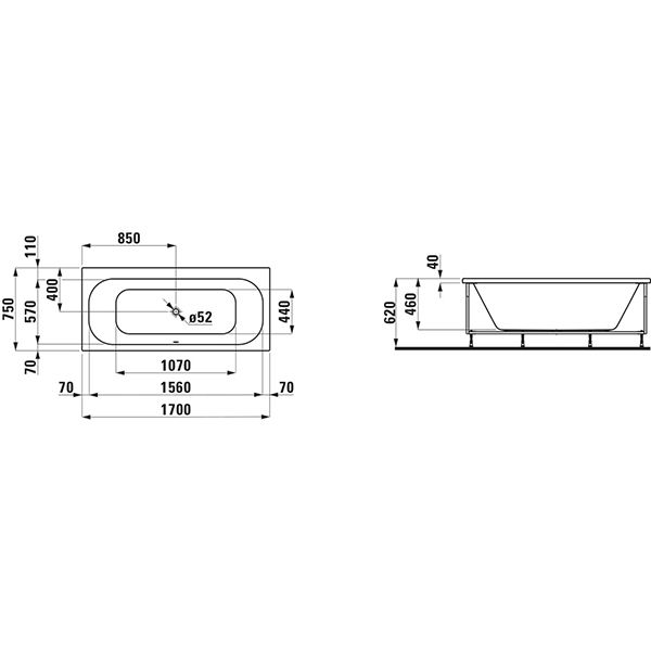 Акриловая ванна Laufen Solutions 170x75 2235360000001