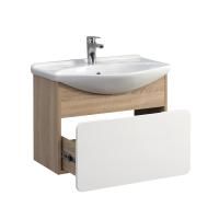 Тумба под умывальник Belux подвесная Чезаро 65-01 Белый глянцевый/Дуб сонома светлый