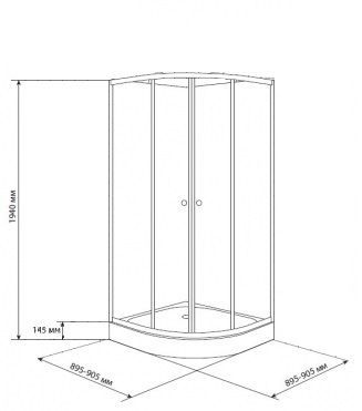 Душевой уголок PARLY ZPE911B 90х90х195см  с поддоном