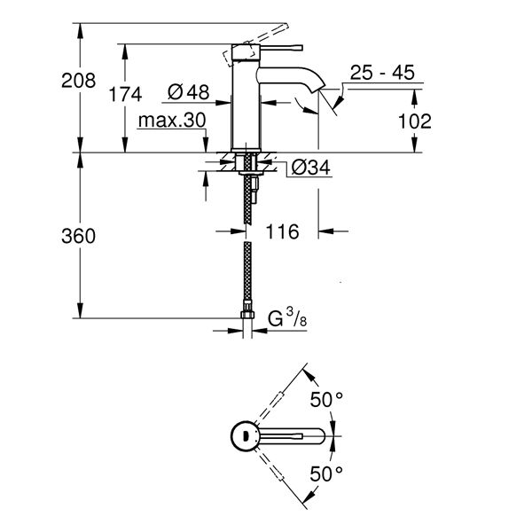 Смеситель для умывальника Grohe Essence New 23590001 (хром)