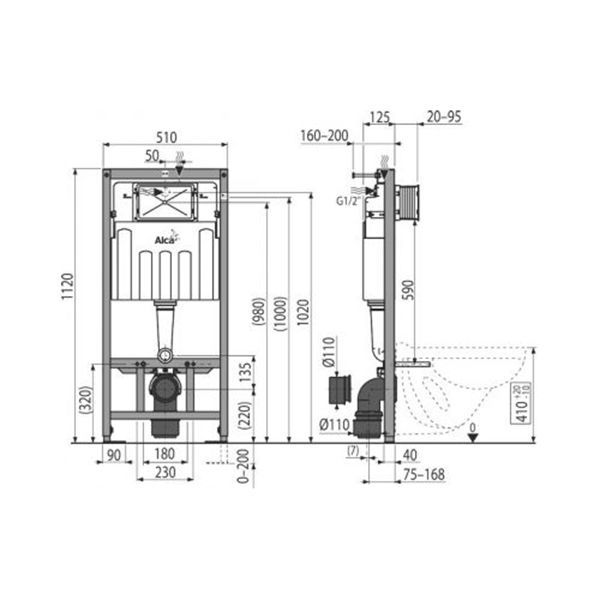 Система инсталляции для унитаза AlcaPlast Sadromodul AM101/1120