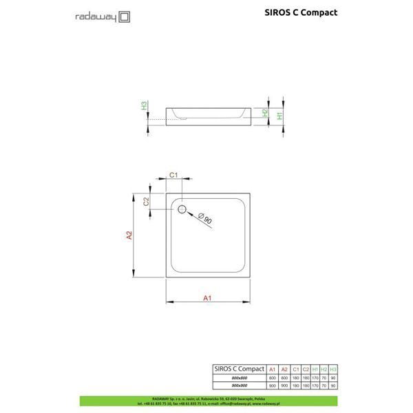 Душевой поддон Radaway Siros C Compact 90x90 SBC9917-2