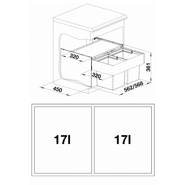 Мусорная система Blanco SELECT Compact 60/2 523020