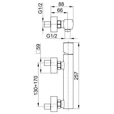 Смеситель для душа Armatura Morganit 4926-010-00, настенный