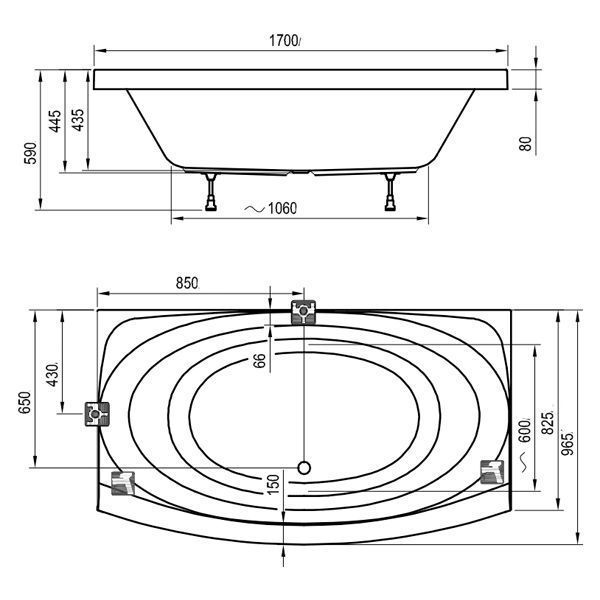 Ванна акриловая Ravak Evolution 170x97