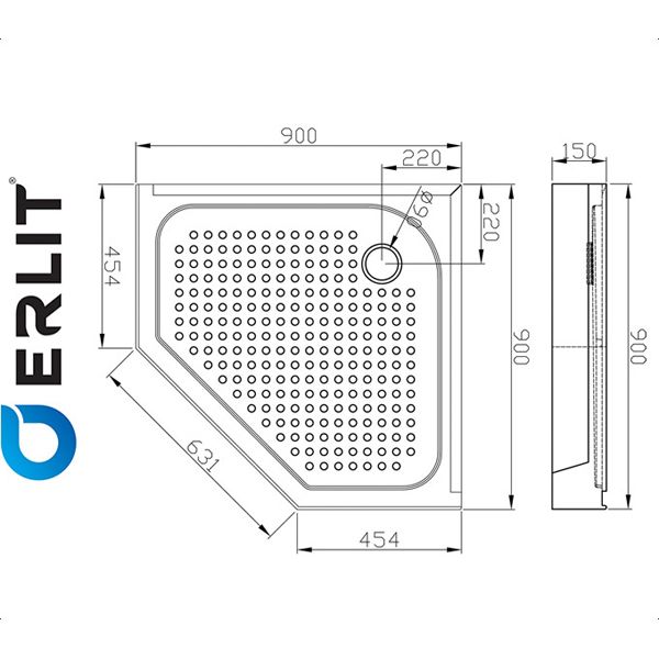 Душевой поддон Erlit AB 9017V 90x90x15