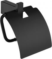 Настенный бумагодержатель с крышкой Grocenberg AC0029 (Черный матовый)
