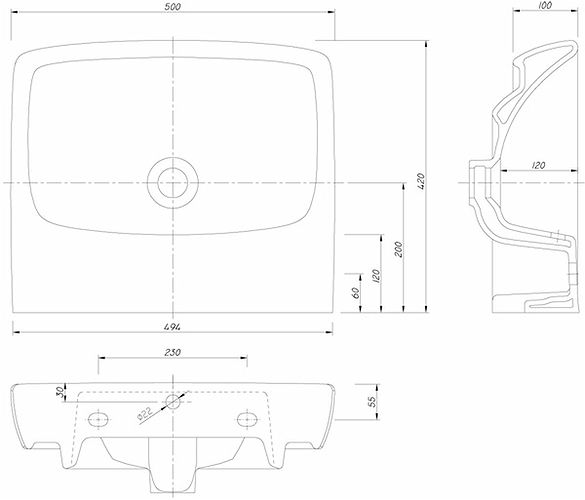 Умывальник Kolo Nova Pro M31051000 50 cм