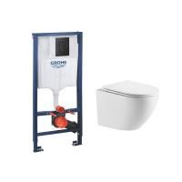 Комплект инсталляции GROHE Solido с панелью смыва Even, фантомный черный (38811KF0-B) и унитазом WeltWasser WW MERZBACH 043 GL-WT