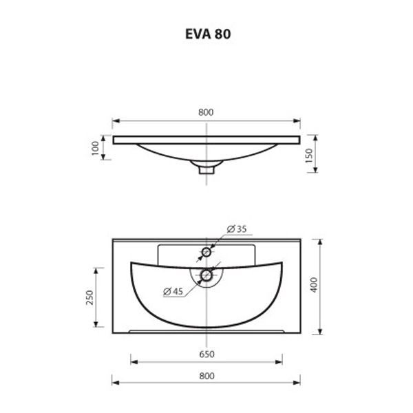 Тумба под умывальник Misty Марта 80 подвесная голубая матовая с умывальником EVVA 80