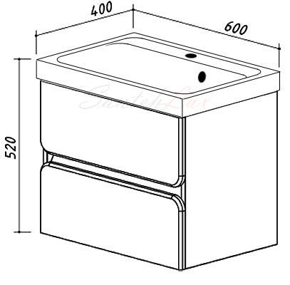 Тумба под умывальник Belux Париж НП 60-02 Орех Карини натуральный