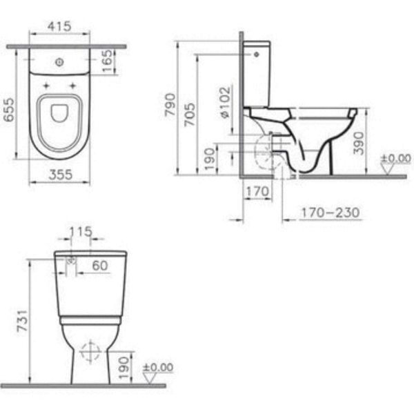 Унитаз напольный VitrA Form 300 9729B003-7200 сиденьем микролифт