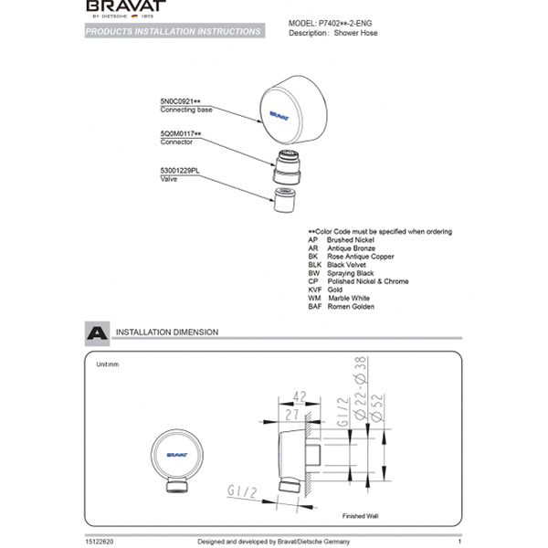 Подключение душевого шланга Bravat P7402C-2-RUS