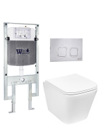 Комплект инсталляции с унитазом Weltwasser AMBERG 497 ST + GELBACH 043 GL-WT + AMBERG RD-MT CR