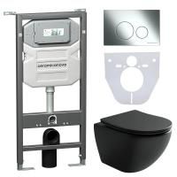 Сет 4 в 1: Инсталляция с кнопкой+унитаз+шумоизоляция Ceramicanova, CN4002MB_1002CH_1000