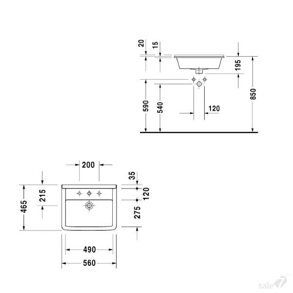 Раковина Duravit 302560000 Starck III встраиваемая 56х46 см