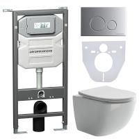 Сет 4 в 1: Инсталляция с кнопкой+унитаз+шумоизоляция Ceramicanova, CN3009_1001M_1000