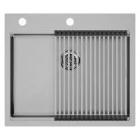 Мойка Paulmark KRONER-PRO 59 + ролл-мат PRO PM705951-BS+R405-BS 510х590х200 мм, нержавеющая сталь, нержавеющая сталь