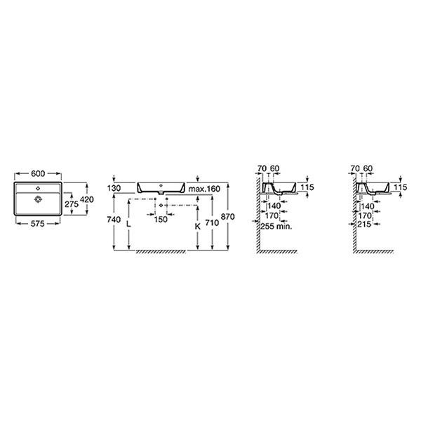 Раковина накладная Roca The Gap 60x42 3270MN000