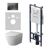 IS100138.741701 Инсталляция MasterFit с клавишей L черн мат с подвесным унитазом  SenseFlashClean с сиденьем