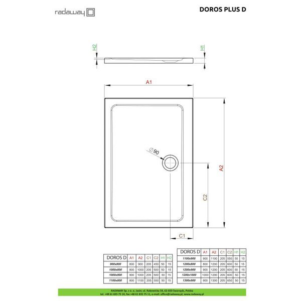 Душевой поддон Radaway Doros Plus D 100x80 SDRPD1080-01