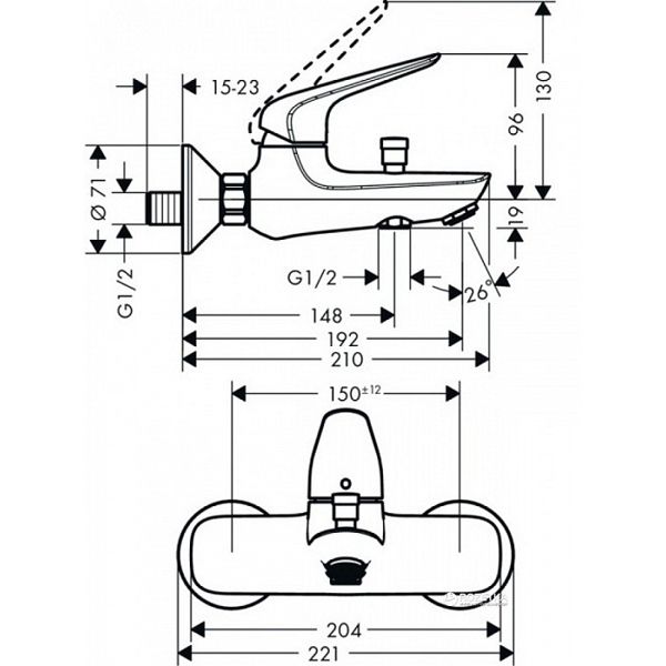 Смеситель для ванны Hansgrohe Novus 71041000