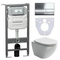Сет 4 в 1: Инсталляция с кнопкой+унитаз+шумоизоляция Ceramicanova, CN4002_1002CH_1000