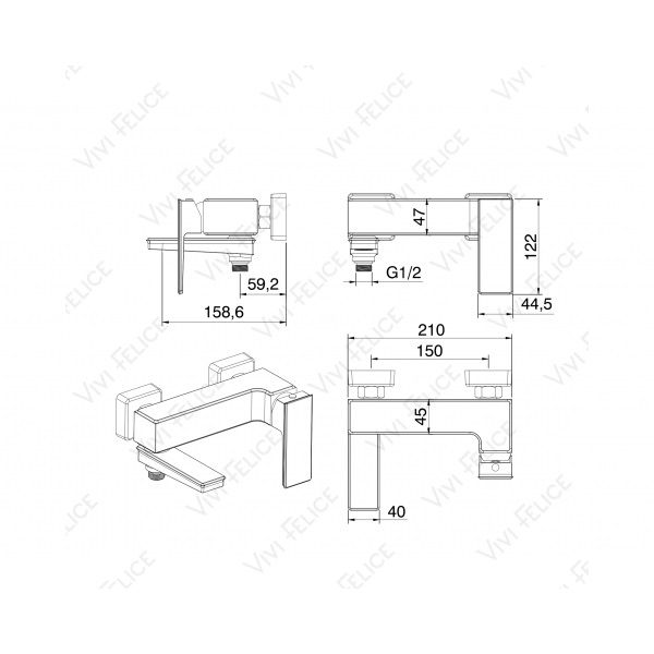 Смеситель для ванны с душем Felice 3040 CROMO