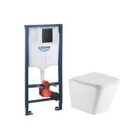 Комплект инсталляции GROHE Solido с панелью смыва Even, фантомный черный (38811KF0-B) и унитазом WeltWasser WW GELBACH 043 GL-WT